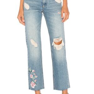 AnineBing Floral Cropped Jeans NWT